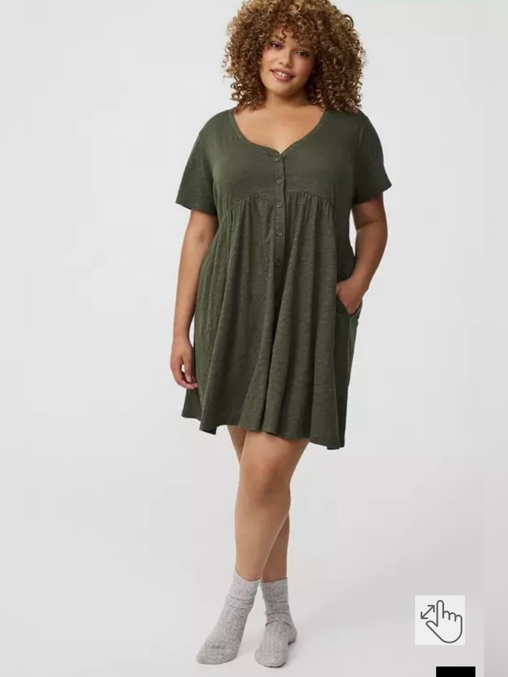 Plus Size Cotton Button-Down Lounge Dress